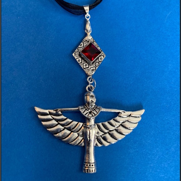 Egyptian goddess isis necklace, gothic winged goddess jewelry gift - Picture 5 of 5